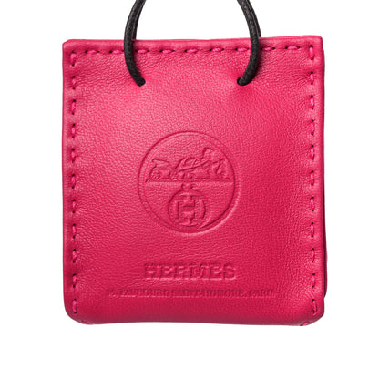 Hermes Milo Lambskin Swift Shopping Bag Charm Rose Mexico 3 of 4