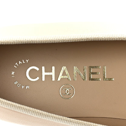 Chanel Lambskin Cap Toe CC Ballerina Flats 38 Beige Black 7 of 9