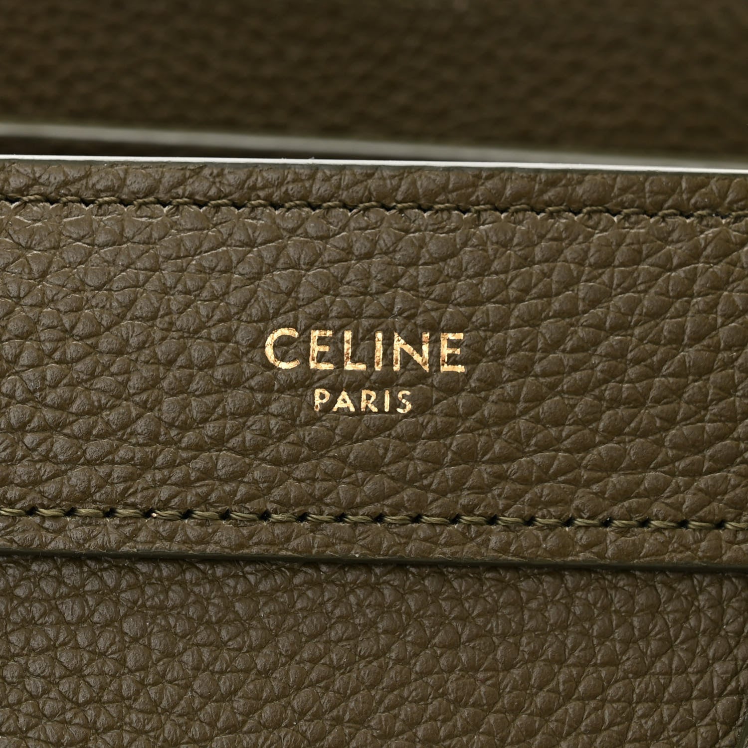 Celine Drummed Calfskin Nano Luggage Dark Olive 6 of 13
