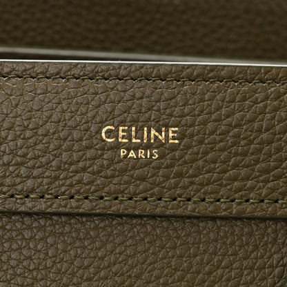 Celine Drummed Calfskin Nano Luggage Dark Olive 6 of 13