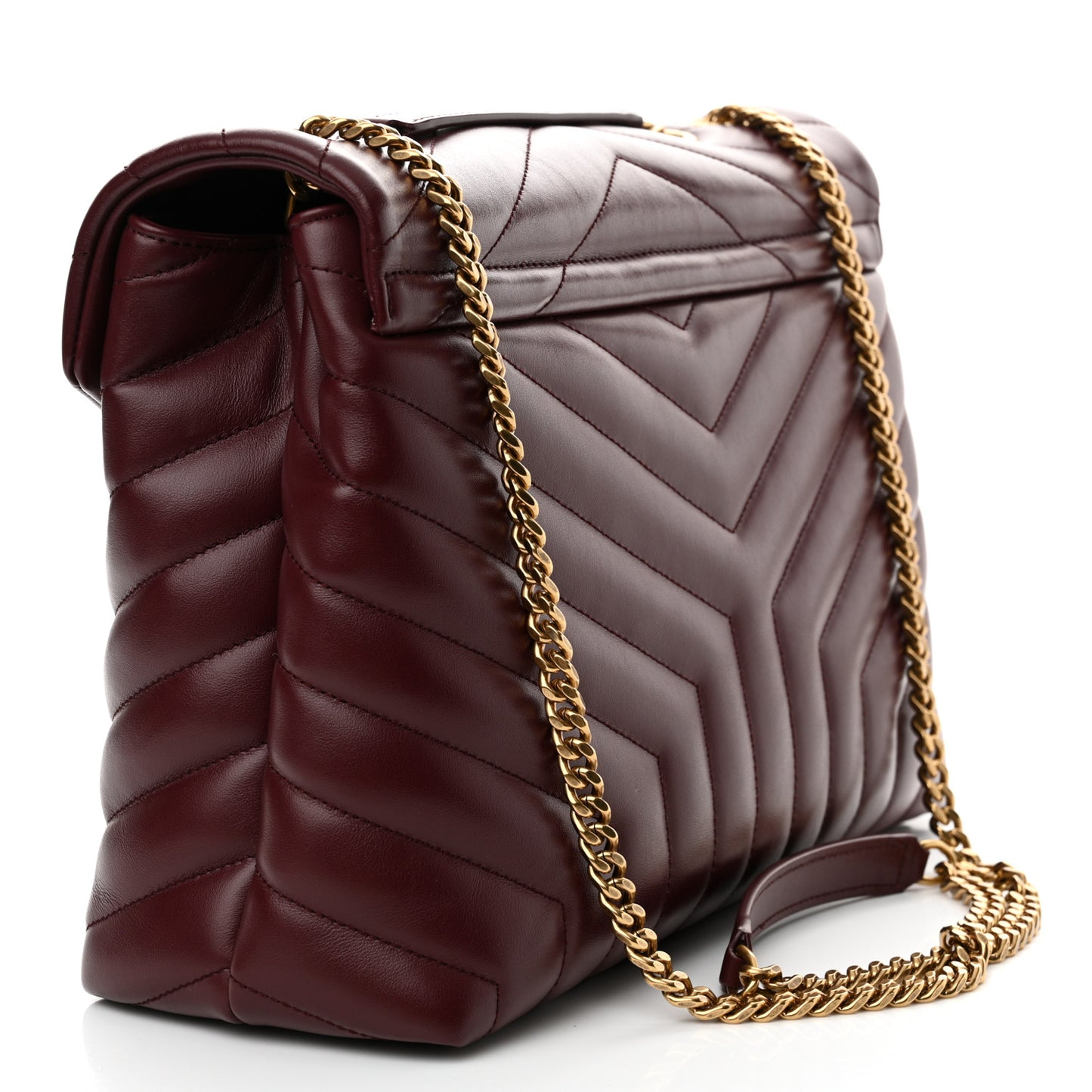 Calfskin Y Quilted Monogram Medium Loulou Chain Satchel Rouge Legion