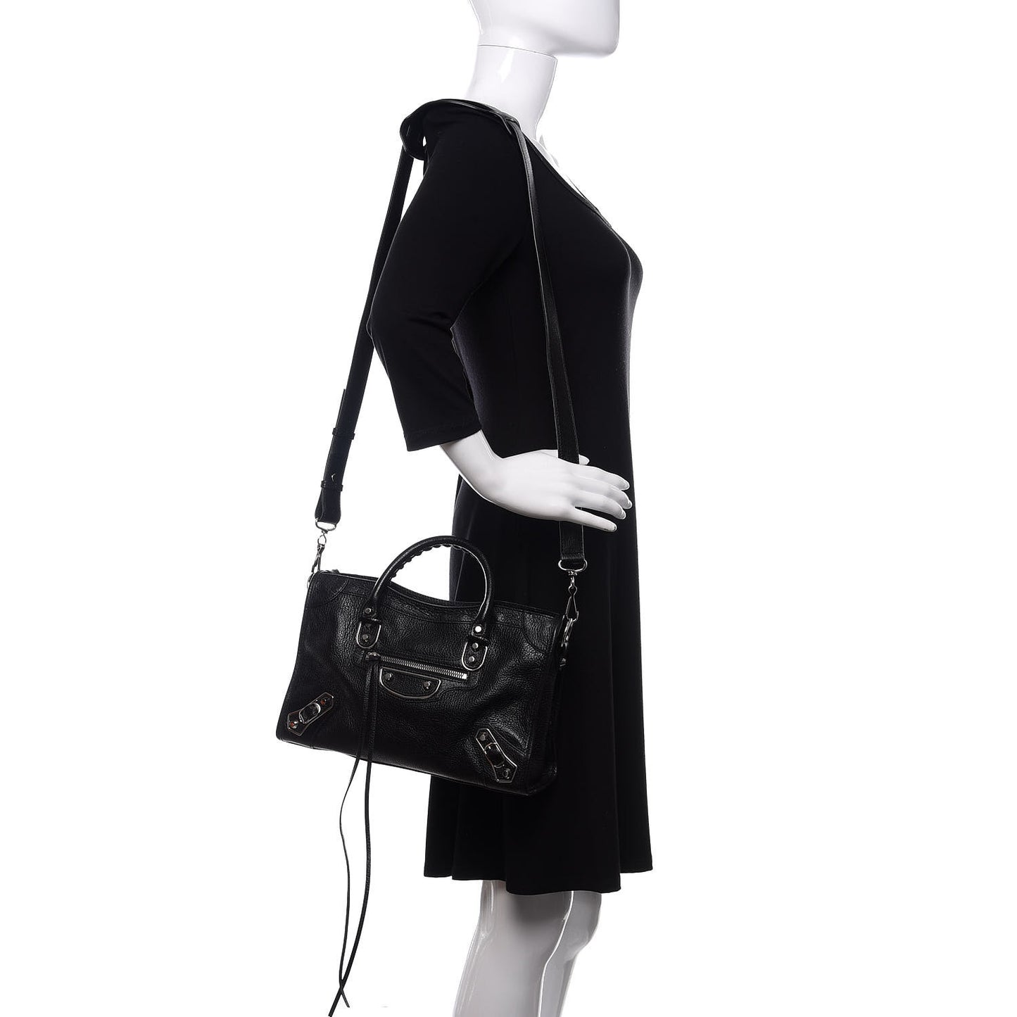 Chevre Silver Metallic Edge Hardware S City Black