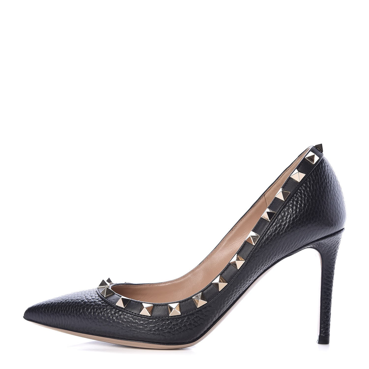 Valentino Garavani Pebbled Calfskin Rockstud 85mm Pumps 35.5 Black 1 of 8