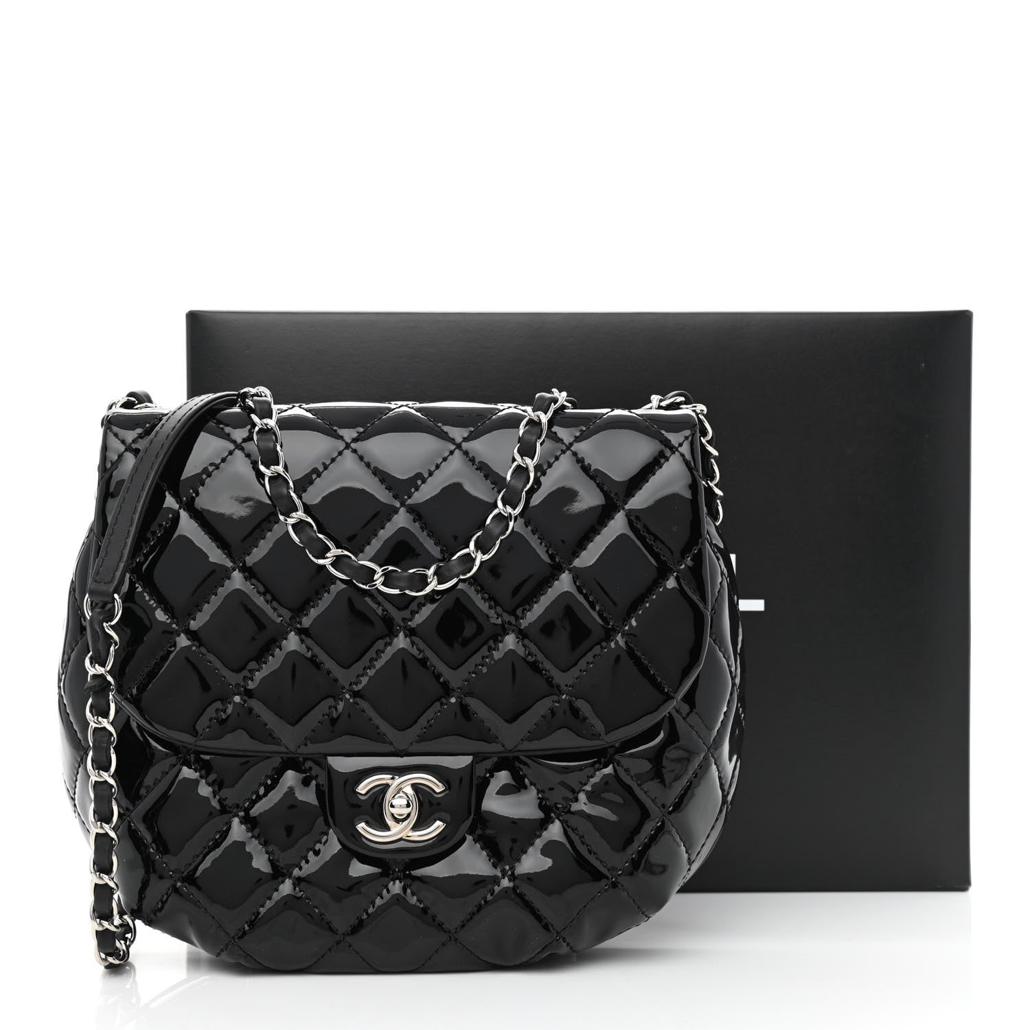 Chanel Patent Calfskin Quilted Medium Bubble CC Flap Black 12 of 12