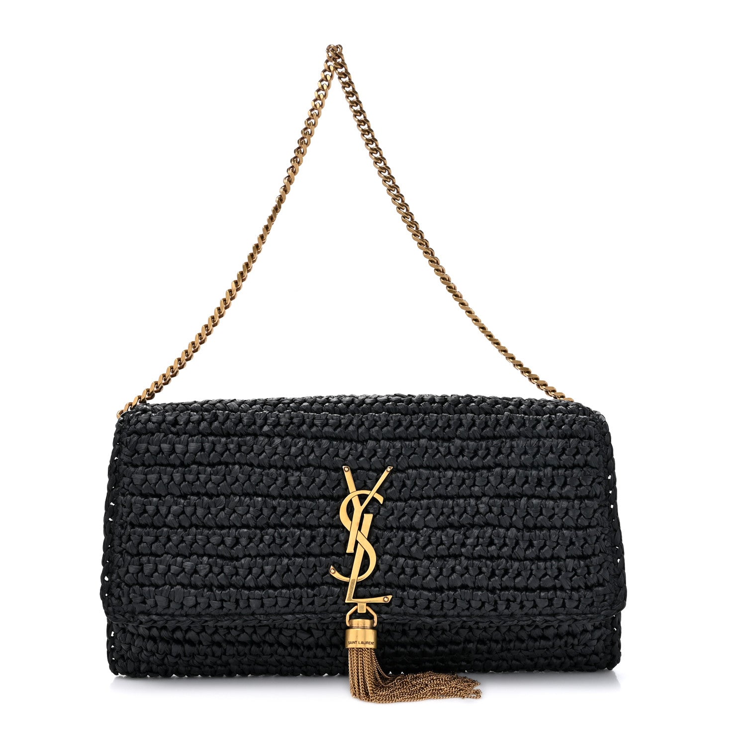 Saint Laurent Raffia Monogram Tassel Kate 99 Black 1 of 11