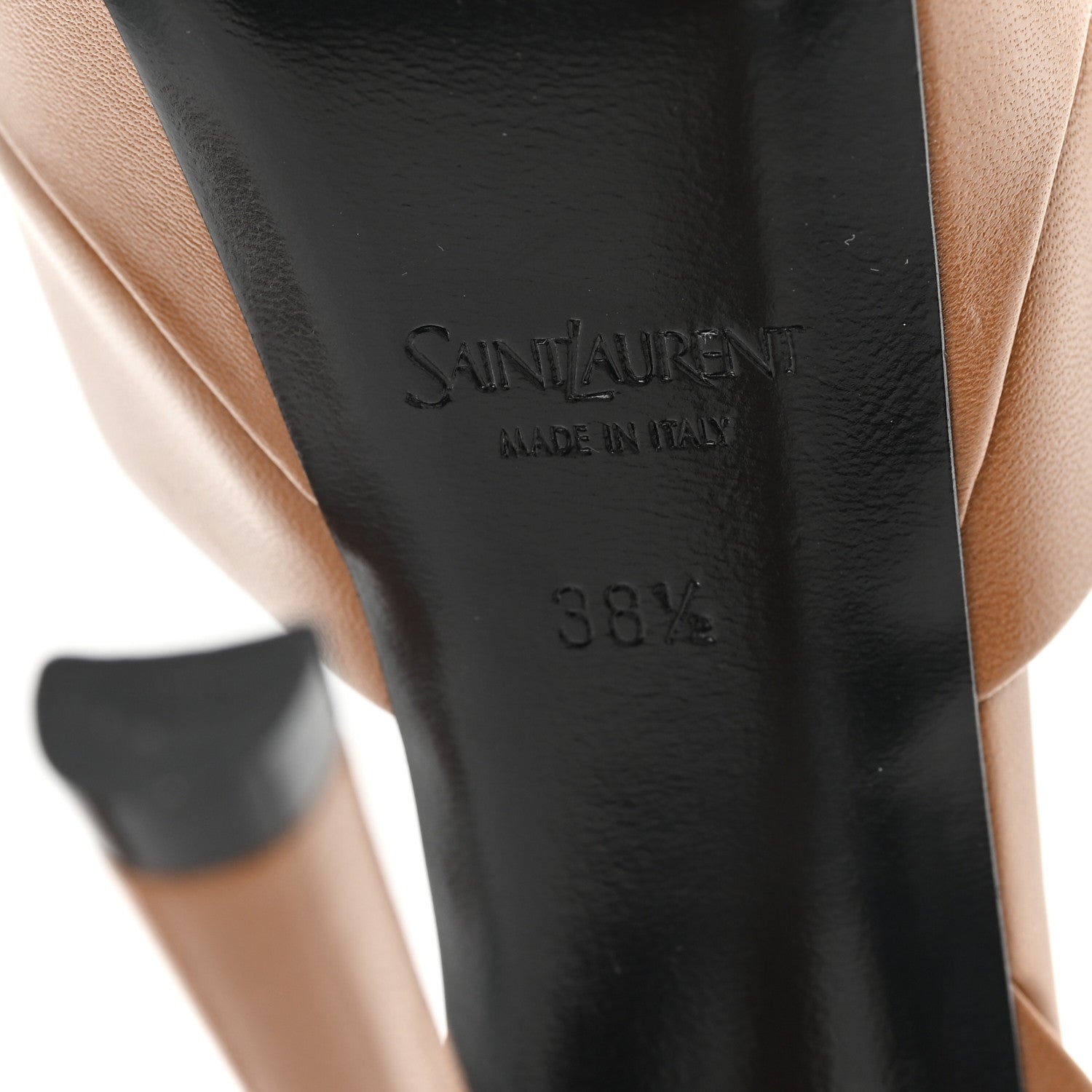 Saint Laurent Smooth Calfskin La Scandale 110 Sandals 38.5 Dark Macadamia 7 of 9
