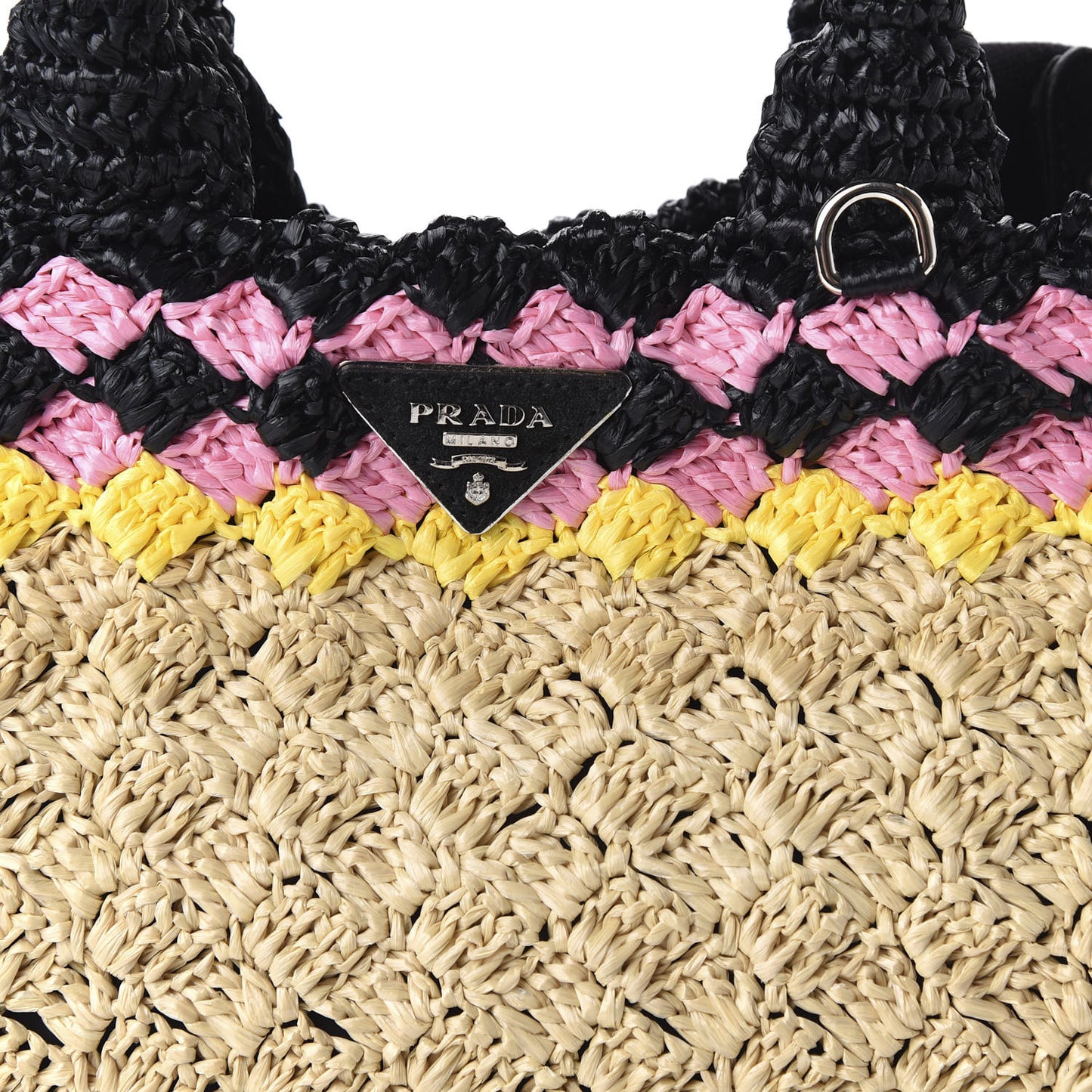 Raffia Crochet Colorblock Giardiniera Tote