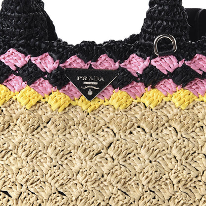 Prada Raffia Crochet Colorblock Giardiniera Tote 9 of 9