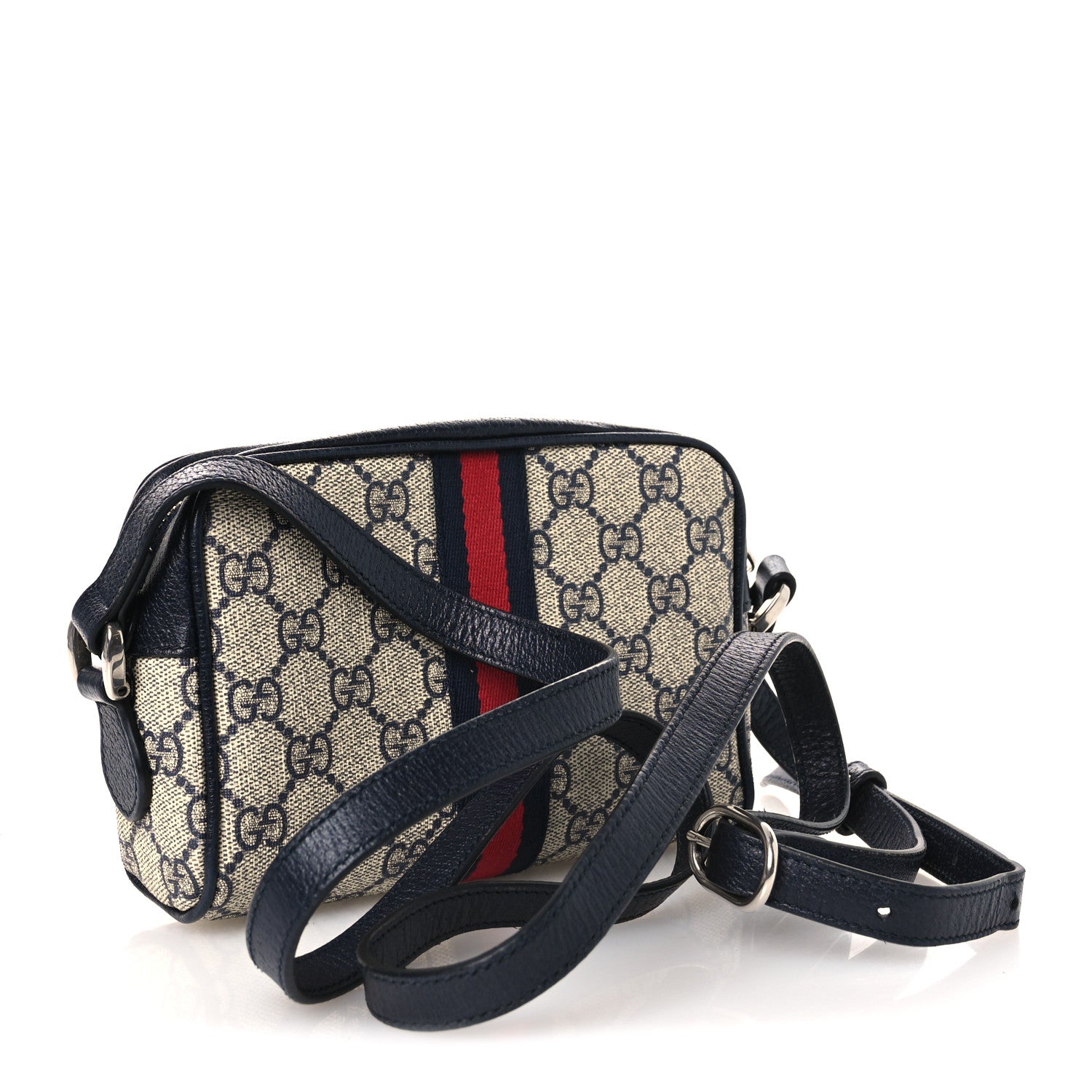 Gucci GG Supreme Monogram Textured Dollar Calfskin Web Mini