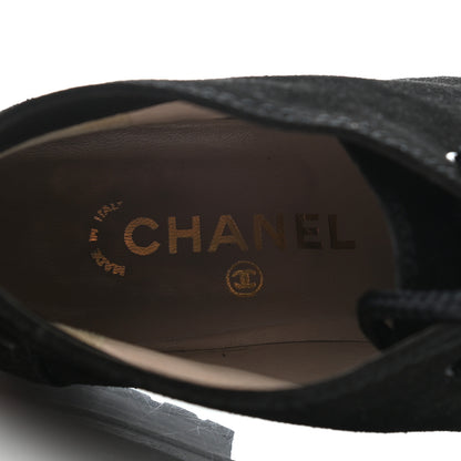 Chanel Suede CC Lace Up Ankle Boots 36.5 Black 7 of 7