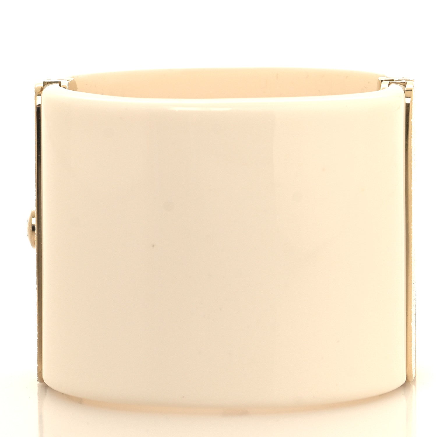 Chanel Resin Baguette Crystal Dubai CC Cuff Bracelet White Gold 3 of 5