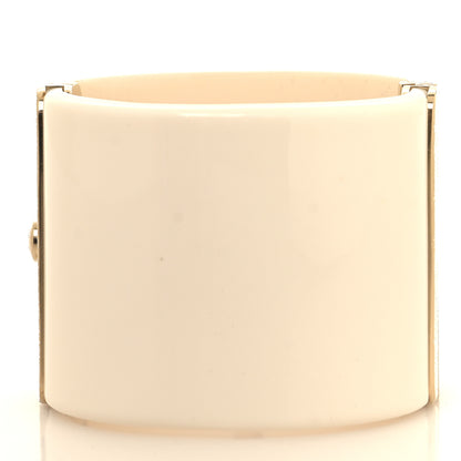 Chanel Resin Baguette Crystal Dubai CC Cuff Bracelet White Gold 3 of 5