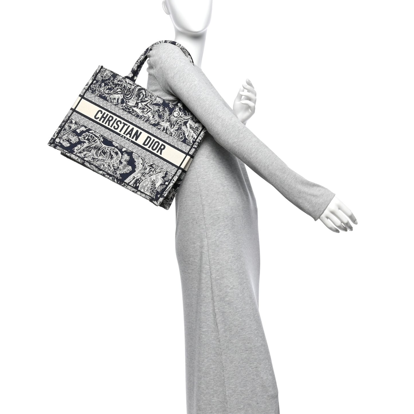 Canvas Embroidered Medium Dioriviera Toile De Jouy Reverse Book Tote Blue