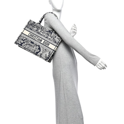 Christian Dior Canvas Embroidered Medium Dioriviera Toile De Jouy Reverse Book Tote Blue 2 of 11