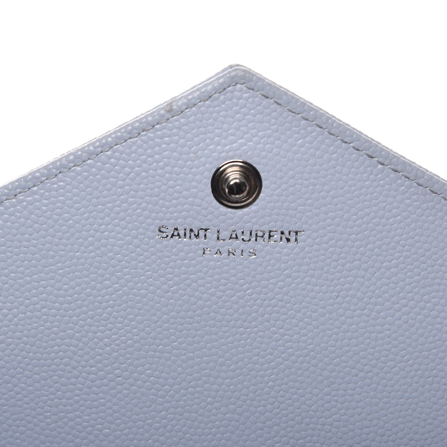 Saint Laurent Grain De Poudre Matelasse Monogram Chain Wallet Sky Blue 6 of 13