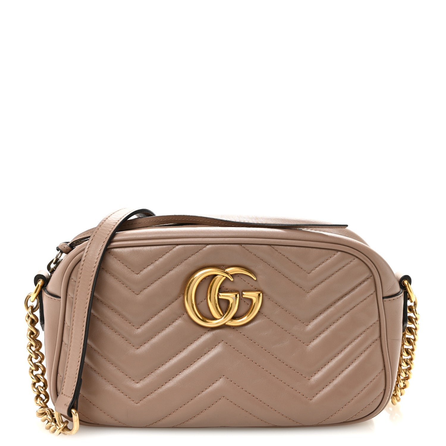 Gucci Calfskin Matelasse Small GG Marmont Chain Shoulder Bag Porcelain Rose 1 of 10