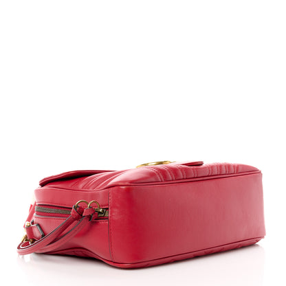 Gucci Calfskin Matelasse Sylvie Web Small GG Marmont Top Handle Shoulder Bag Hibiscus Red 4 of 12