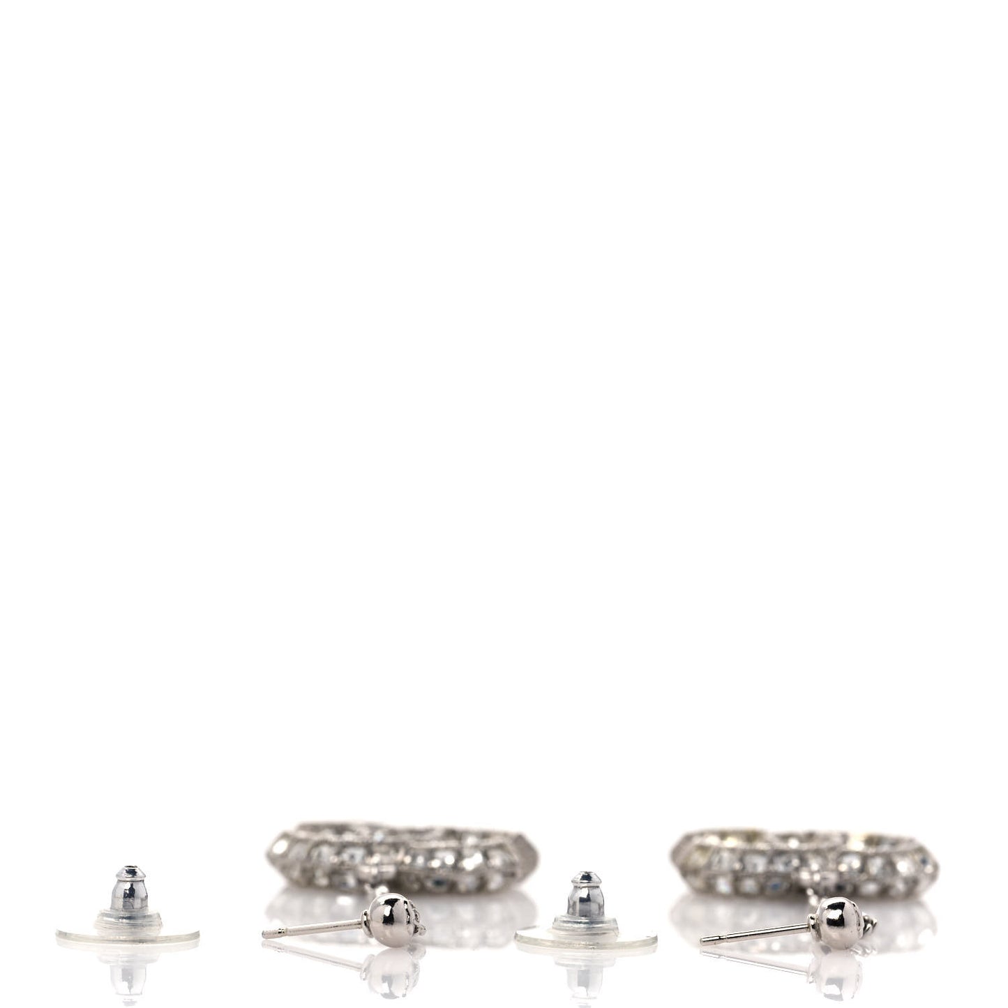 Baguette Crystal CC Drop Earrings Silver