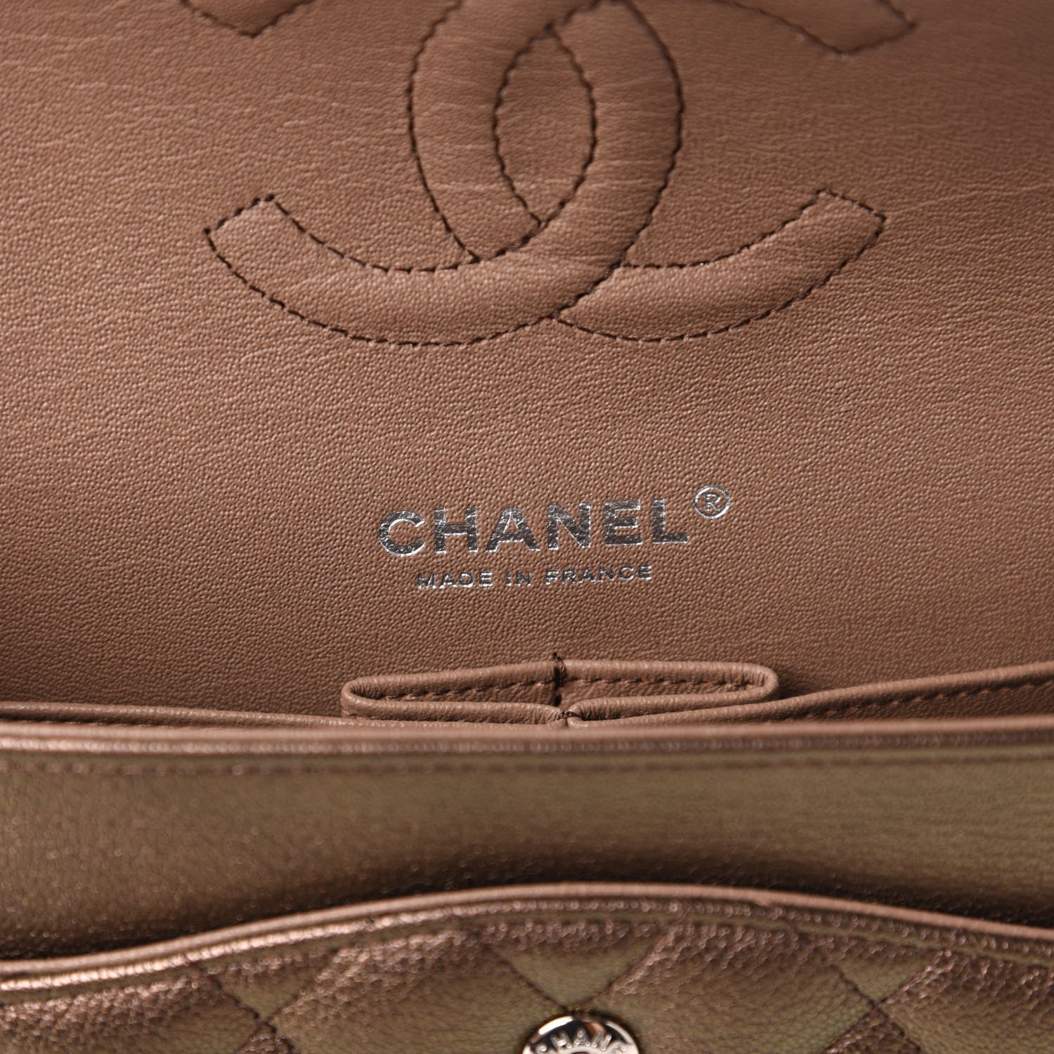 Chanel Iridescent Goatskin Quilted Medium Double Flap Bronze 8 of 10