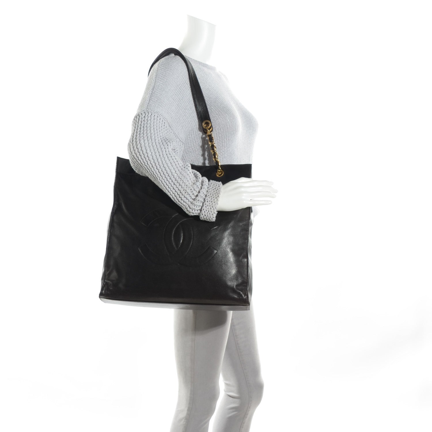 Chanel Lambskin CC Shopper Tote Black 2 of 9