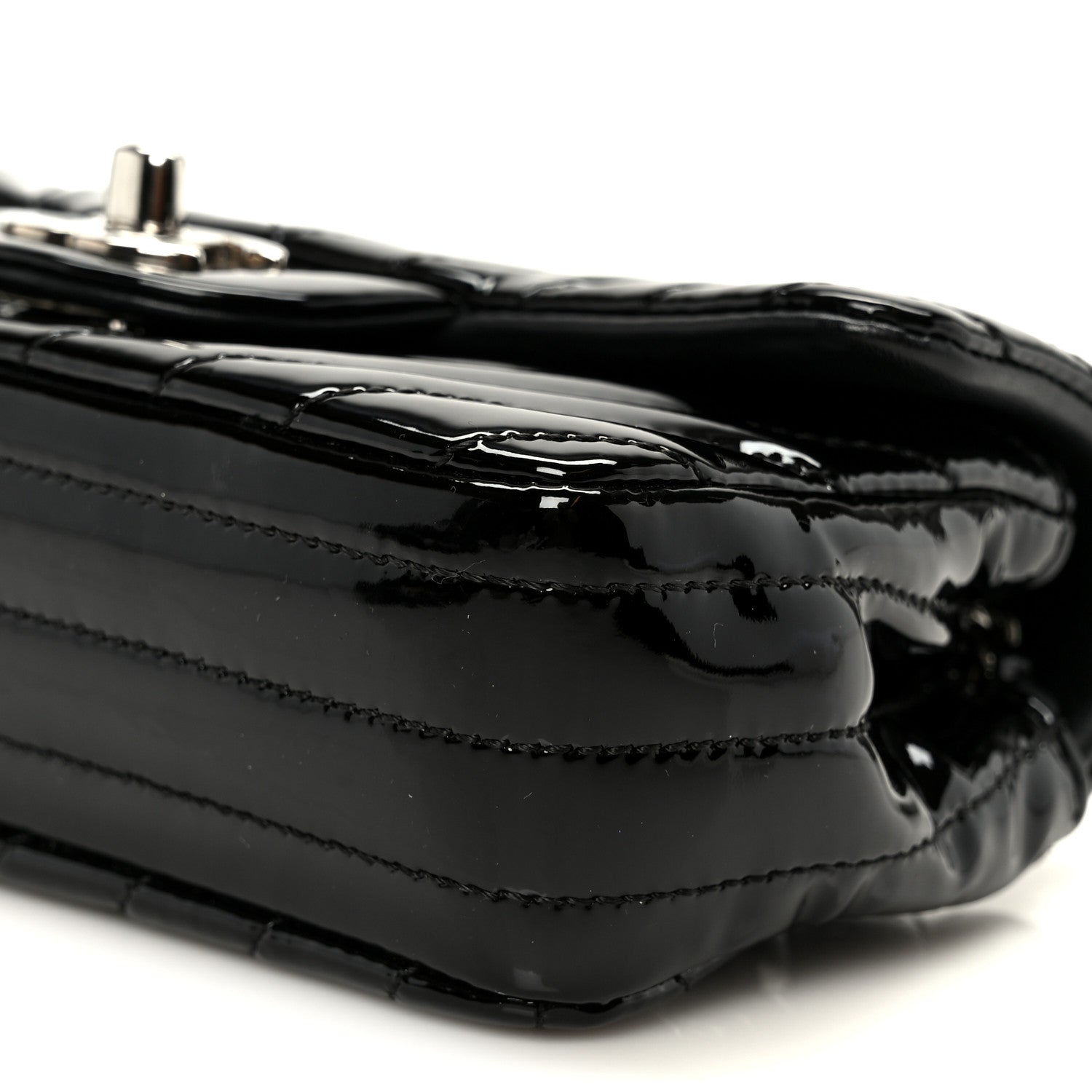 Chanel Patent Calfskin Chevron Quilted Extra Mini Flap Black 11 of 12