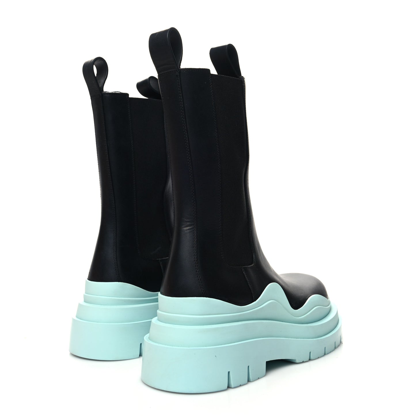 Calfskin The Tire Chelsea Boots 38 Black Pale Blue