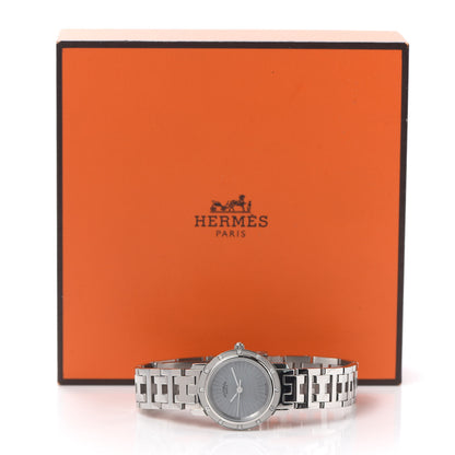 Hermes Stainless Steel Diamond Mother of Pearl 24mm Clipper Nacre Quartz Watch Blue 6 of 6