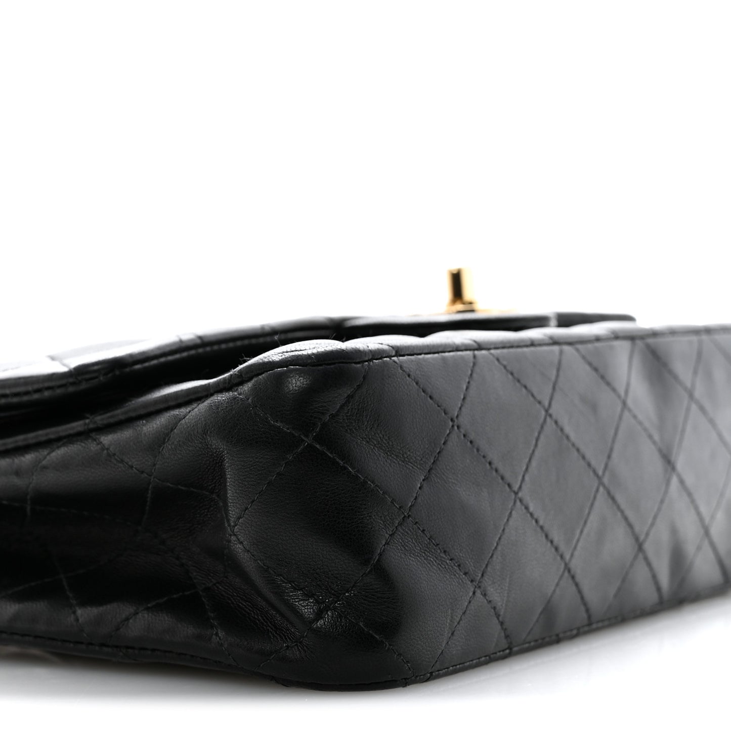 Lambskin Quilted Medium Double Flap Black