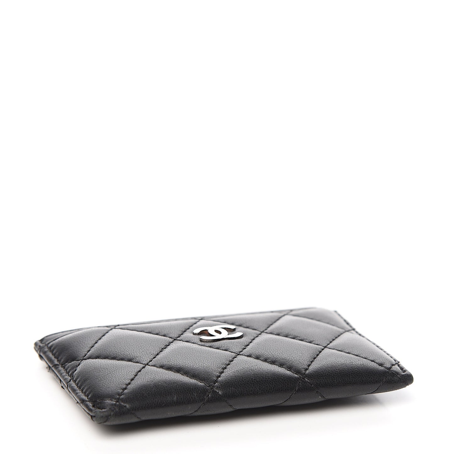 Lambskin Quilted Card Holder Black