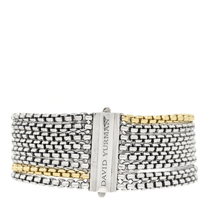 David Yurman Sterling Silver 18K Yellow Gold Eight-Row Box Chain Bracelet 2 of 4