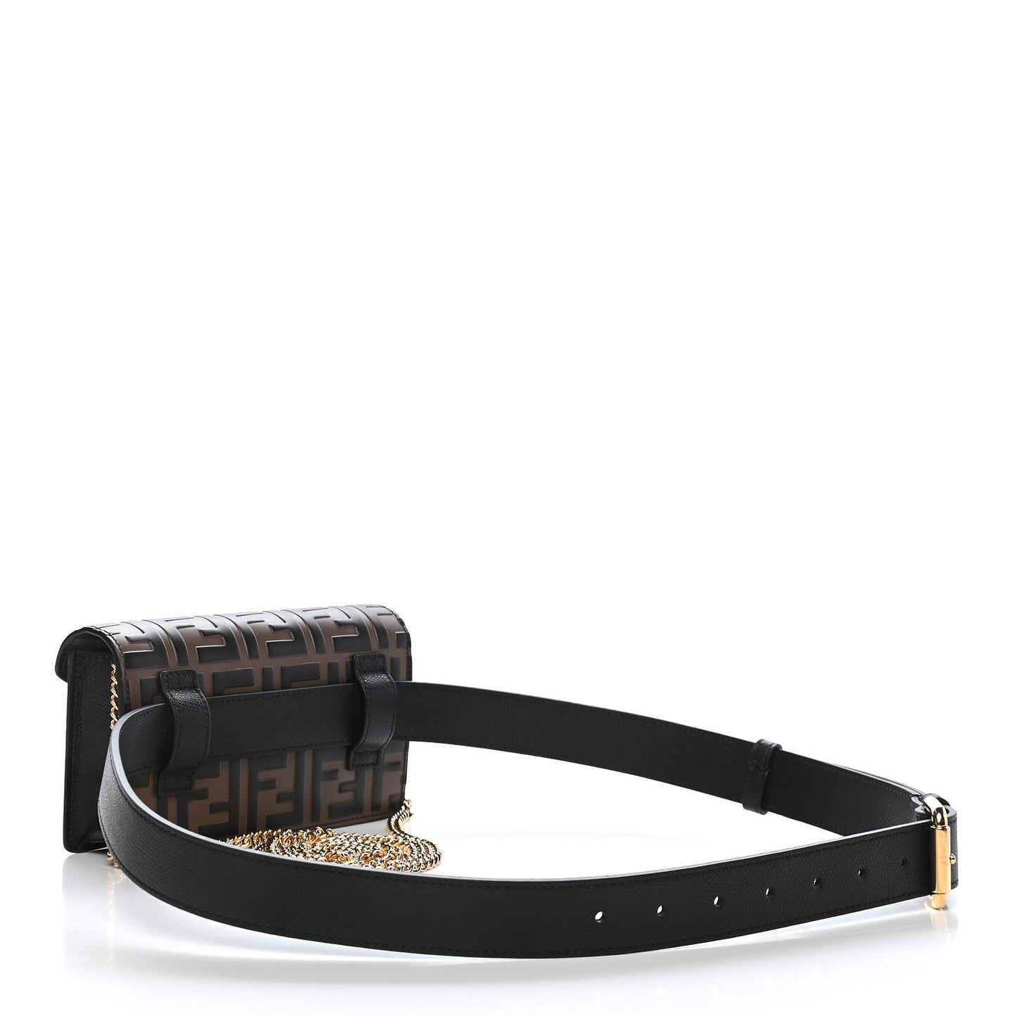 Vitello Cruise F is Fendi Bi-Color FF 1974 Embossed Envelope Belt Bag Maya Black