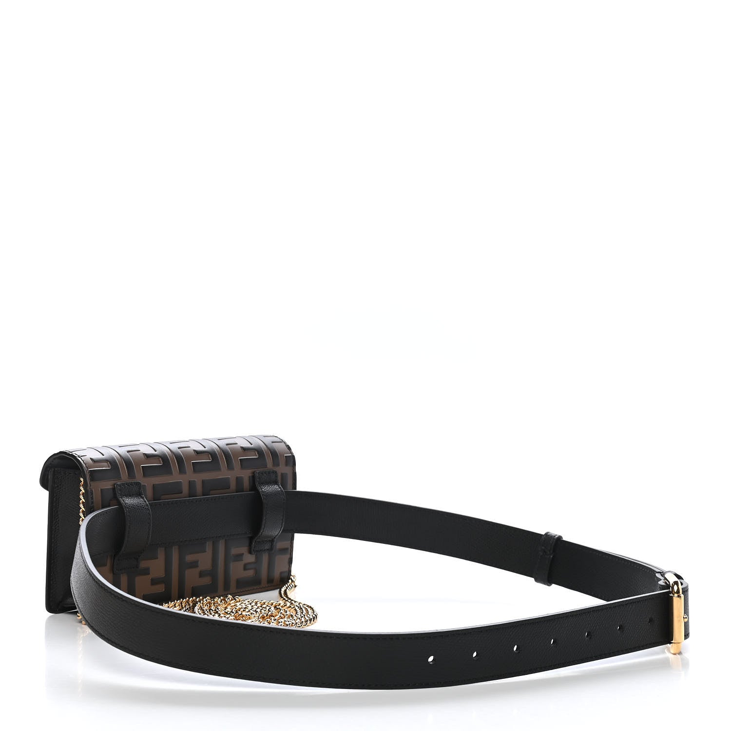 Fendi Vitello Cruise F is Fendi Bi-Color FF 1974 Embossed Envelope Belt Bag Maya Black 3 of 8
