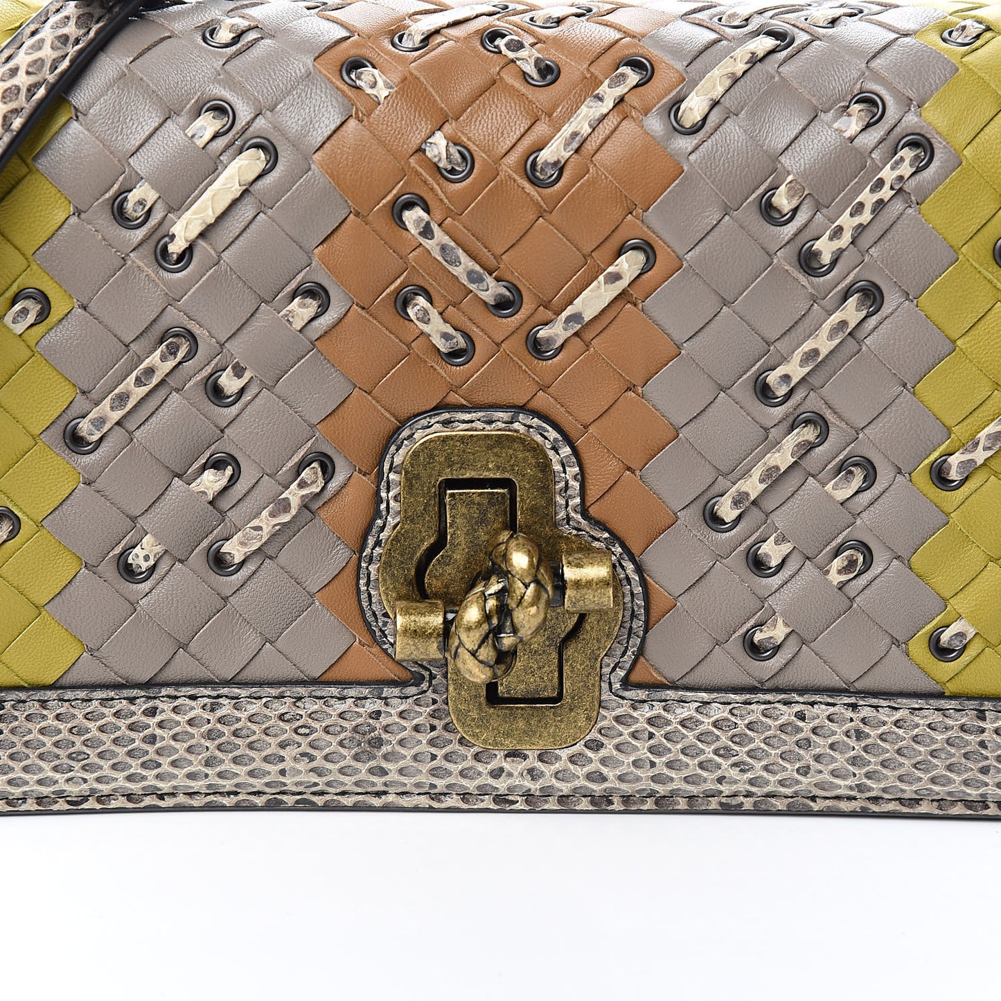 Nappa Ayers Intrecciato Club Stitch Knot Clutch Chamomile