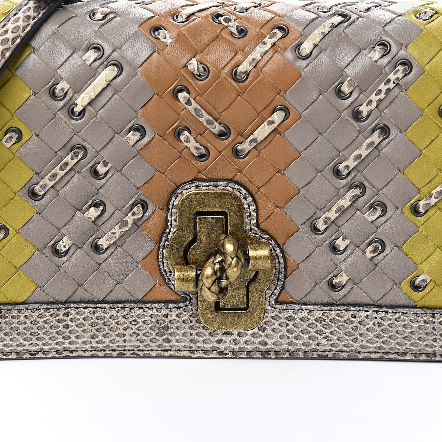 Bottega Veneta Nappa Ayers Intrecciato Club Stitch Knot Clutch Chamomile 9 of 9