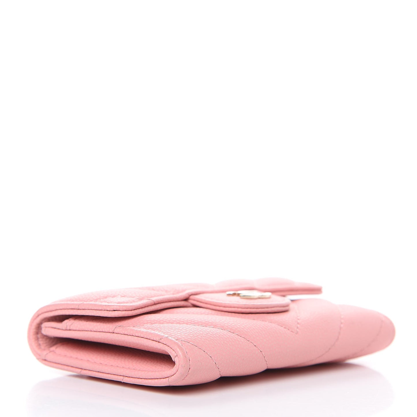 Caviar Chevron Quilted Flap Card Holder Pink