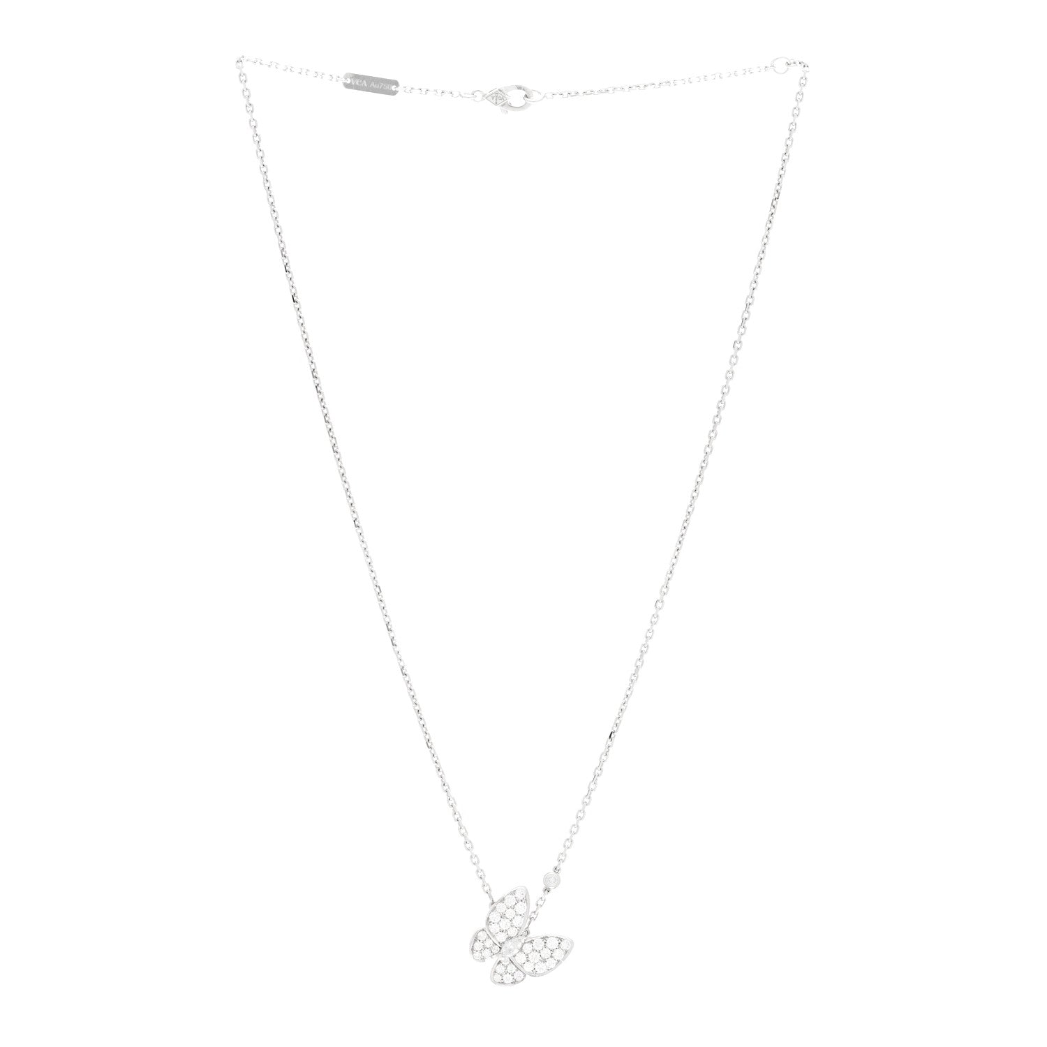 Van Cleef & Arpels 18K White Gold Diamond Two Butterfly Pendant Necklace 3 of 5