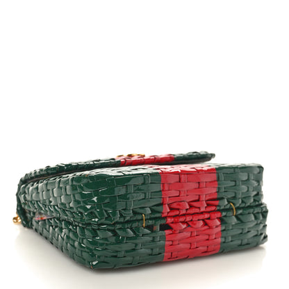 Gucci Glazed Wicker Stripe Mini Cestino Shoulder Bag Green Green 4 of 10