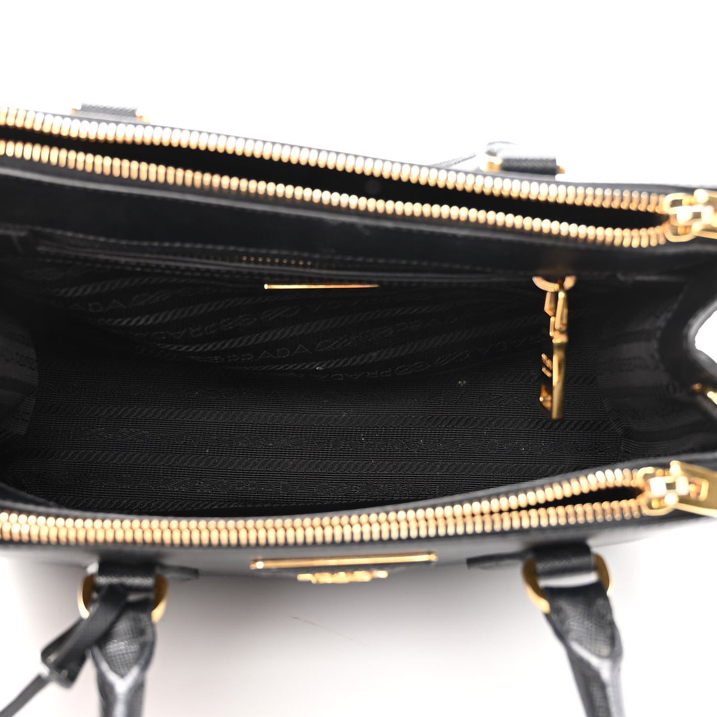 Saffiano Lux Mini Galleria Double Zip Tote Black