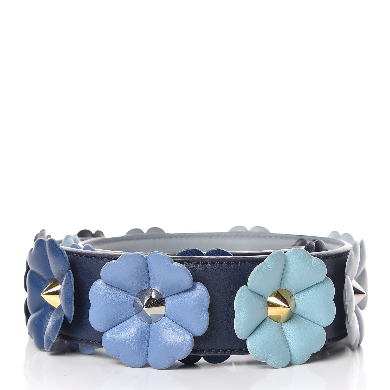 Fendi Vitello Dolce Flowerland Bi-Color Studded Strap You Blueberry Azzurro Polvere Multicolor 2 of 7