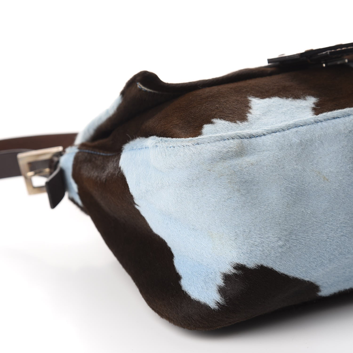 Fendi Calf Hair Mama Baguette Light Blue Brown 6 of 13