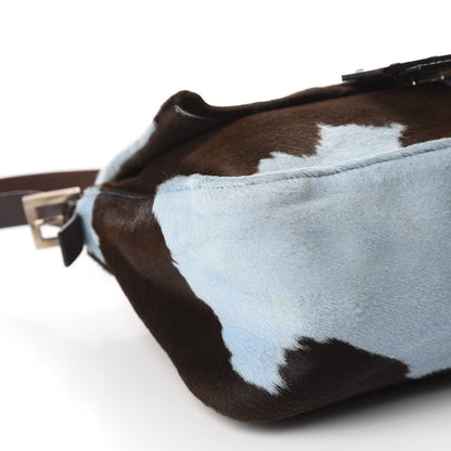 Fendi Calf Hair Mama Baguette Light Blue Brown 6 of 13