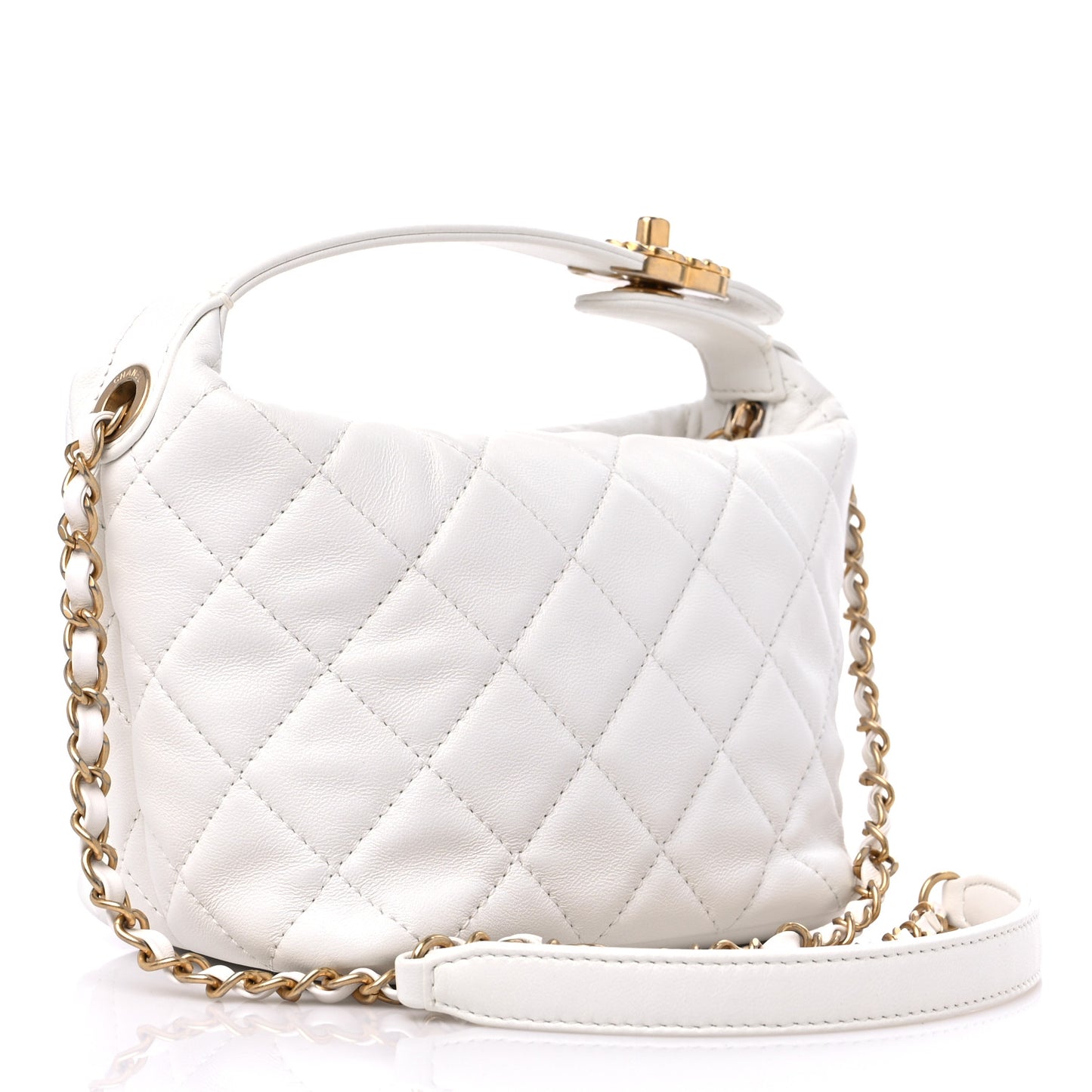 Lambskin Quilted Small Perfect Meeting Hobo White