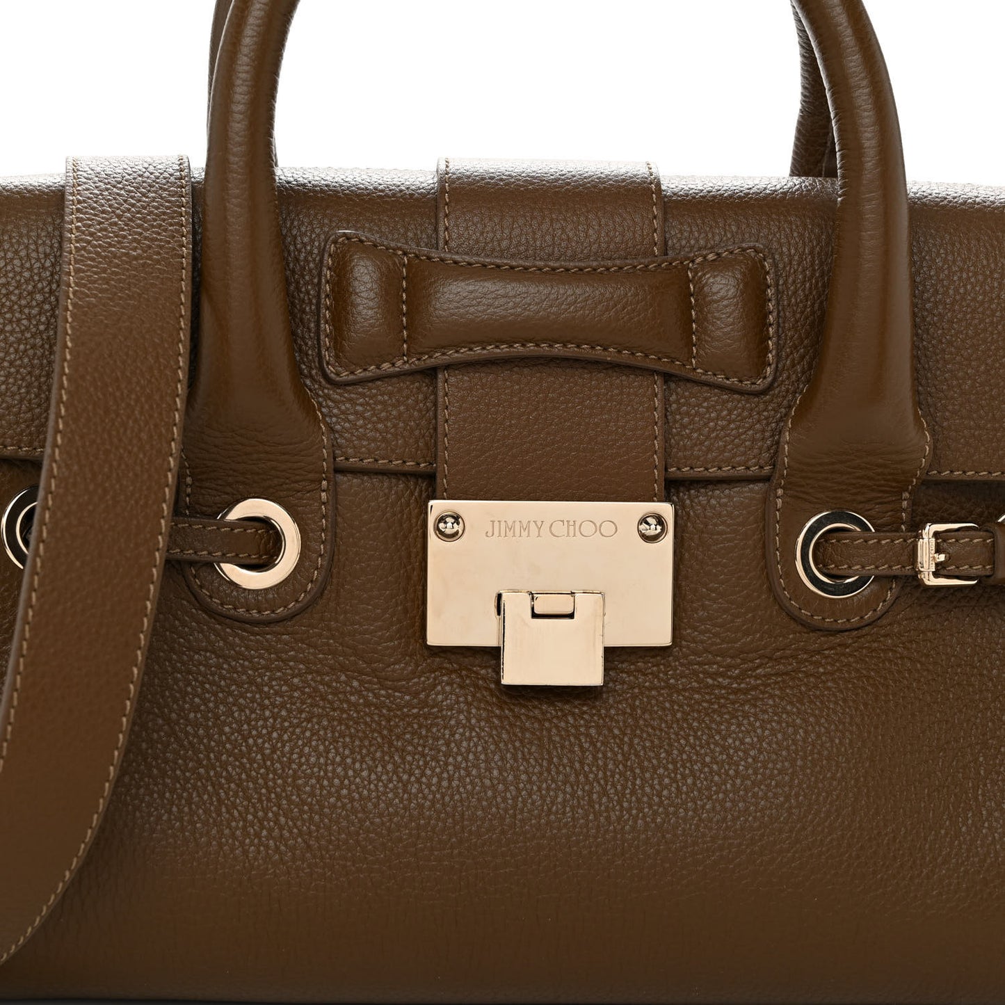 Grainy Calfskin Rosalie Satchel Dark Brown