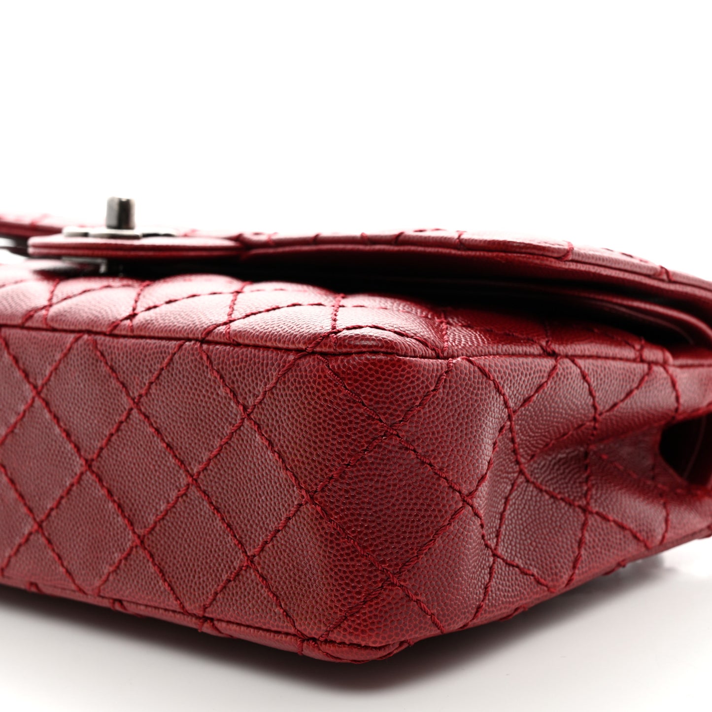Caviar Quilted Medium Double Flap Red