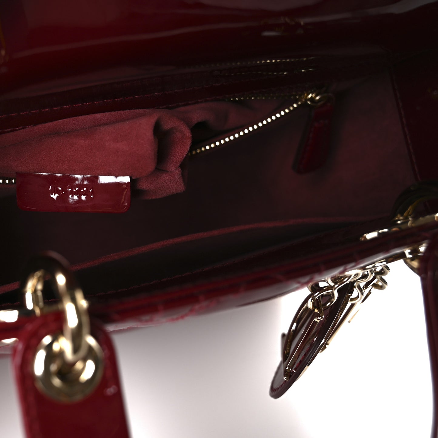 Patent Cannage Small Lady Dior Cherry Red