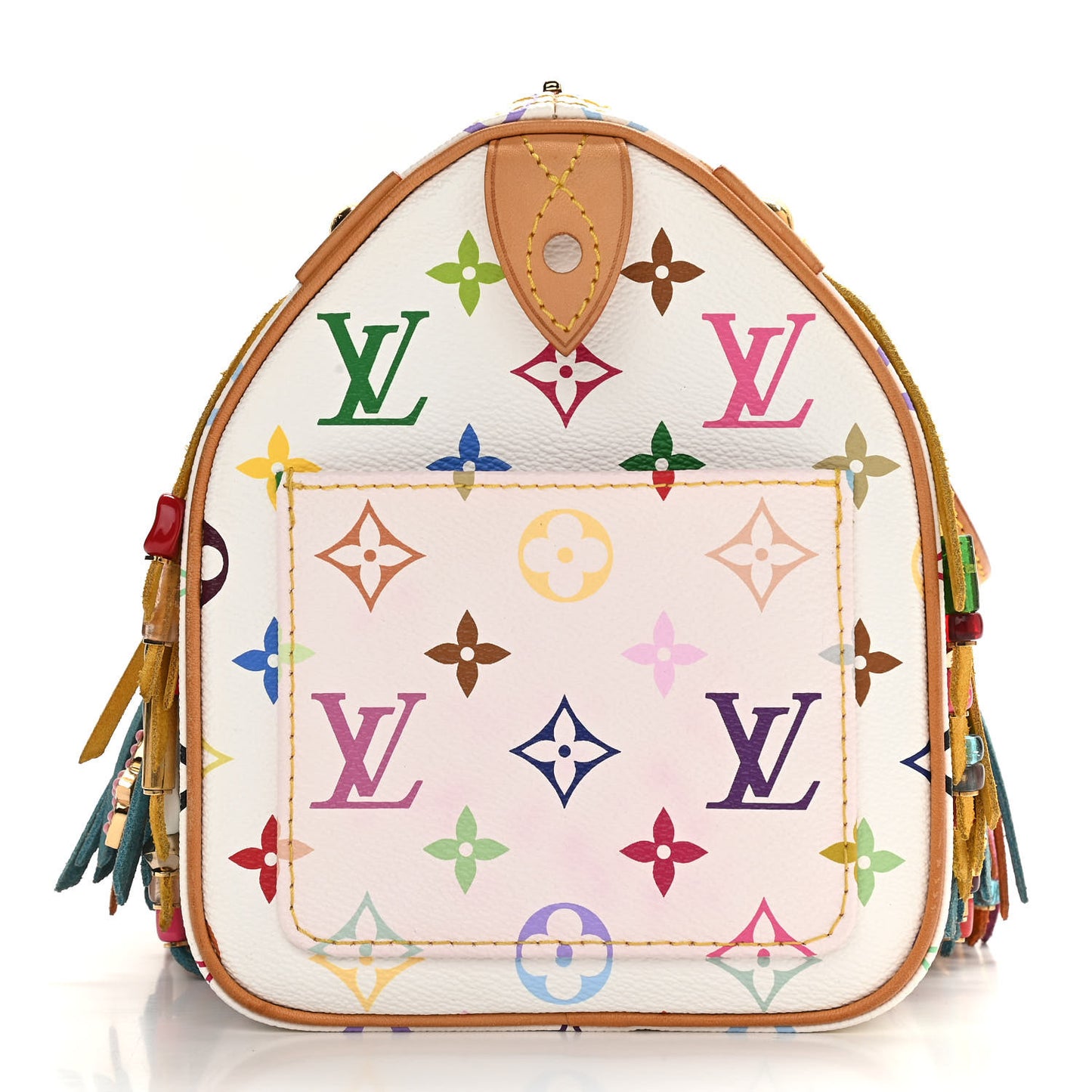 Monogram Multicolor Fringe Speedy 25 White