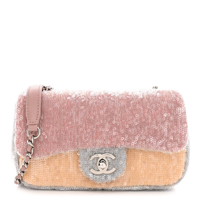 Chanel Sequin Mini Waterfall Flap Pink Blue Yellow 1 of 10