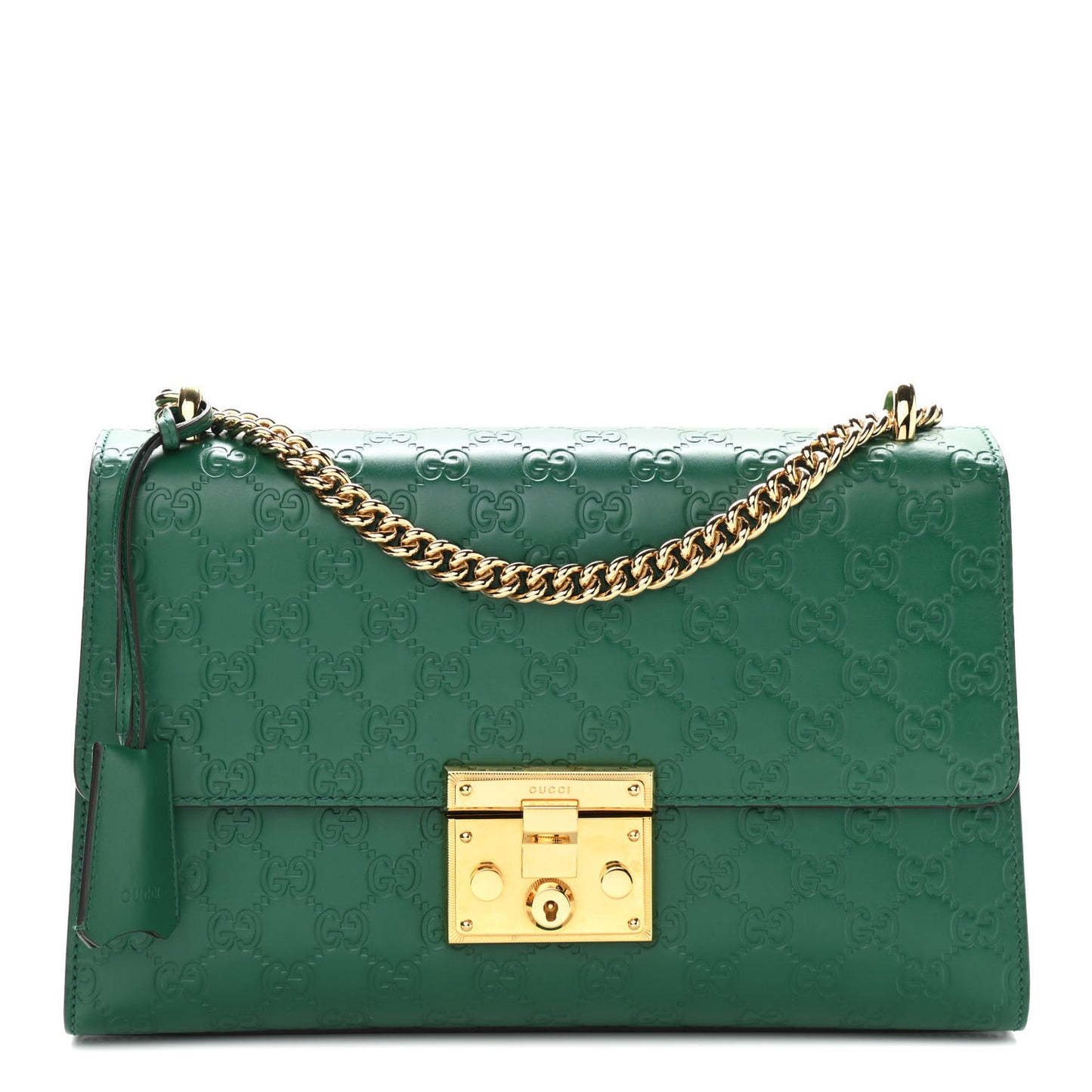 Guccissima Medium Padlock Shoulder Bag Emerald