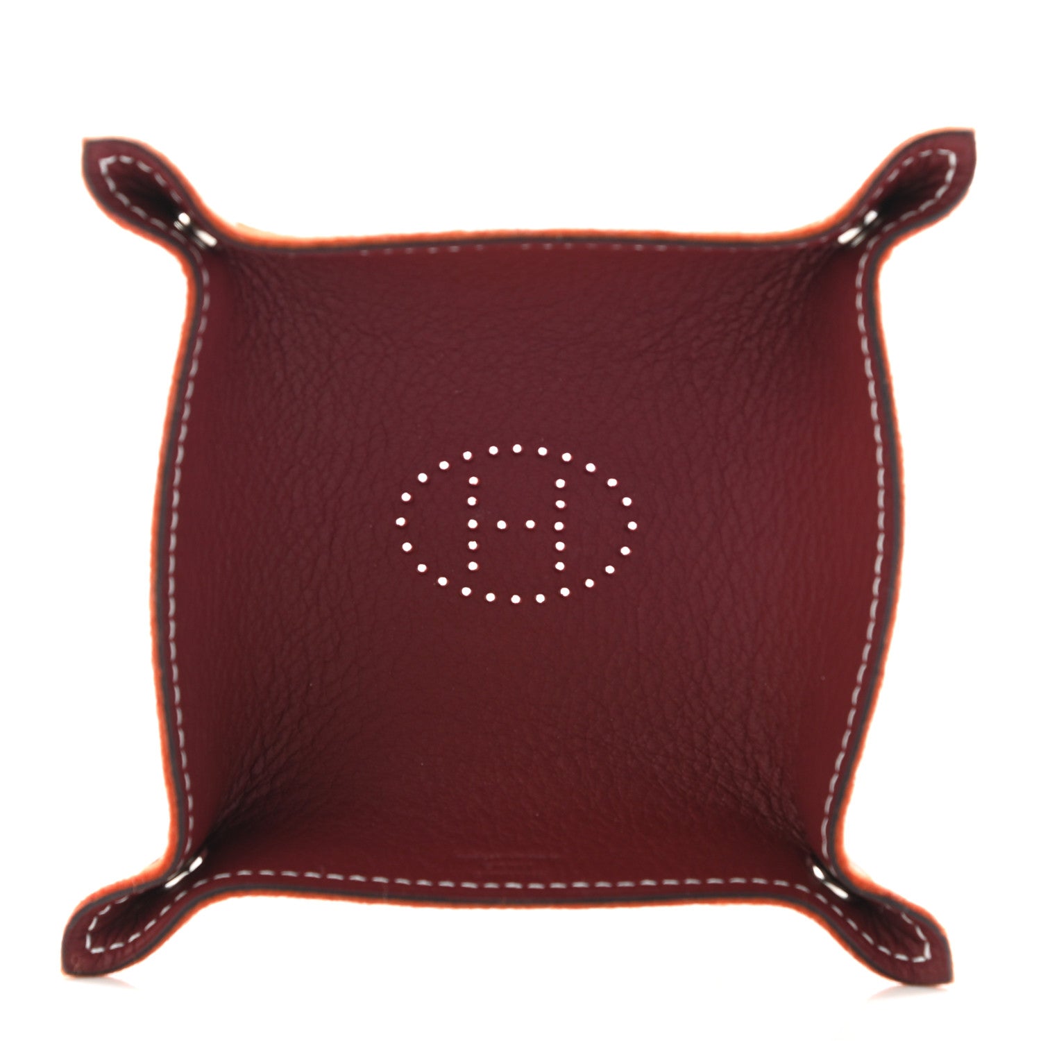 Hermes Taurillon Clemence Felt Bridge Mises et Relances Change Tray Orange Rouge H 2 of 5