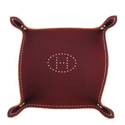 Hermes Taurillon Clemence Felt Bridge Mises et Relances Change Tray Orange Rouge H 2 of 5